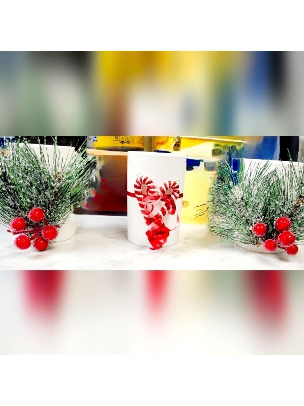 Hand Crafted Christmas cups tabletop decor 3.5"